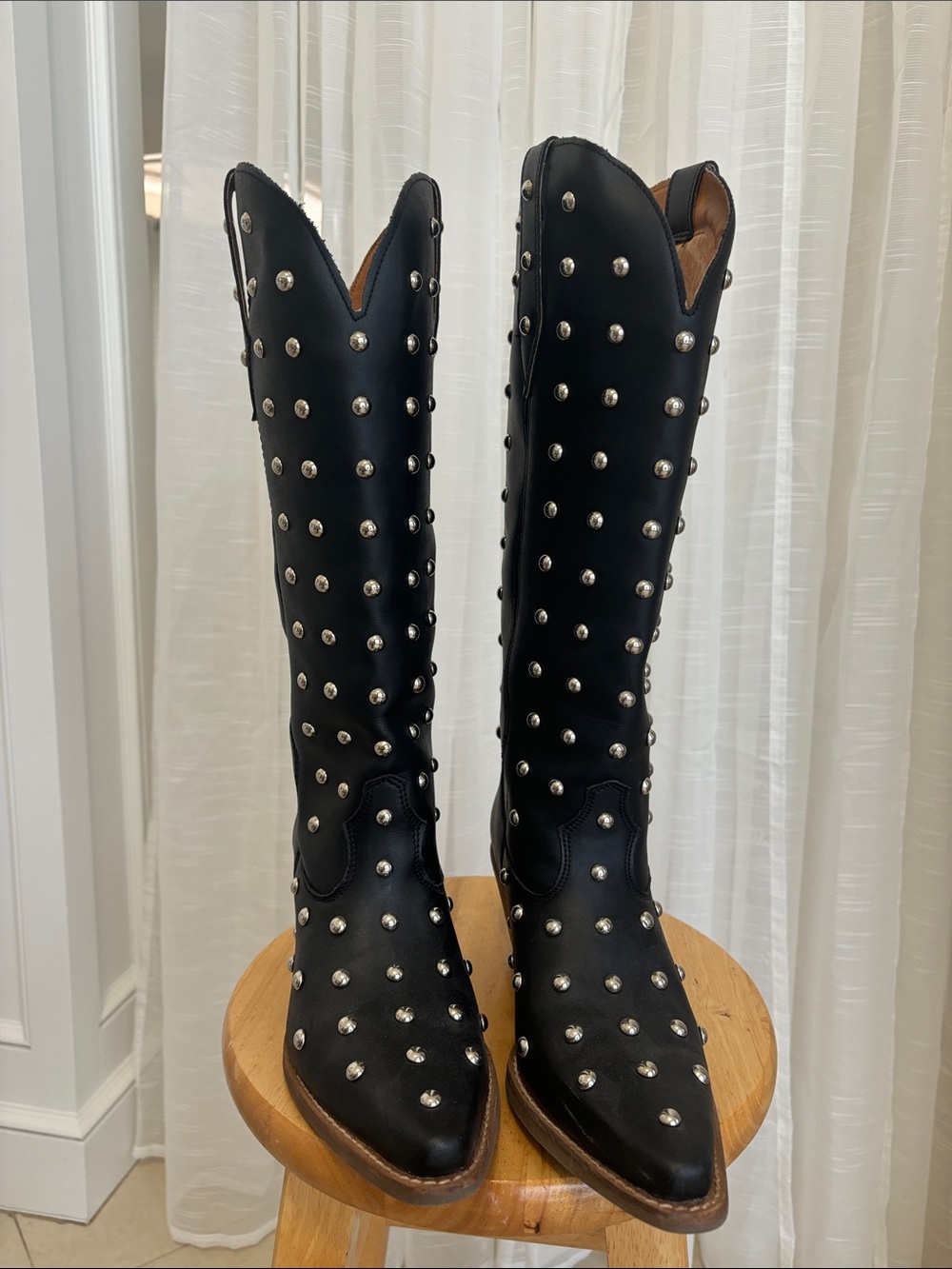 Dingo Black Studded tall Leather Boots